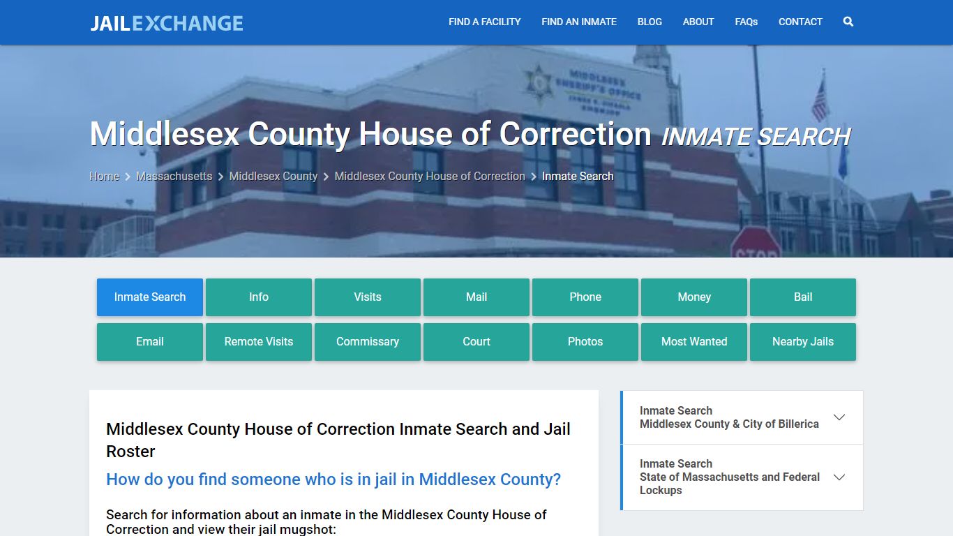 Middlesex County House of Correction Inmate Search - Jail Exchange